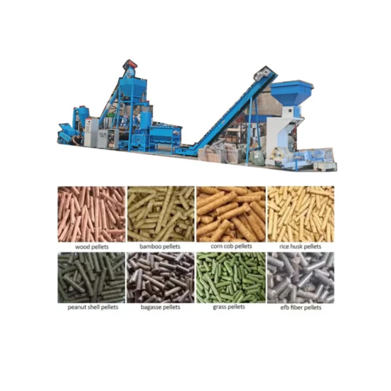 Aprovação CE Máquina completa de pellets de madeira Biomassa Palha Grama Alfalfa Máquinas para fazer pellets Florestais Galhos de toras Fichas Serragem Combustível Linha de produção de pellets